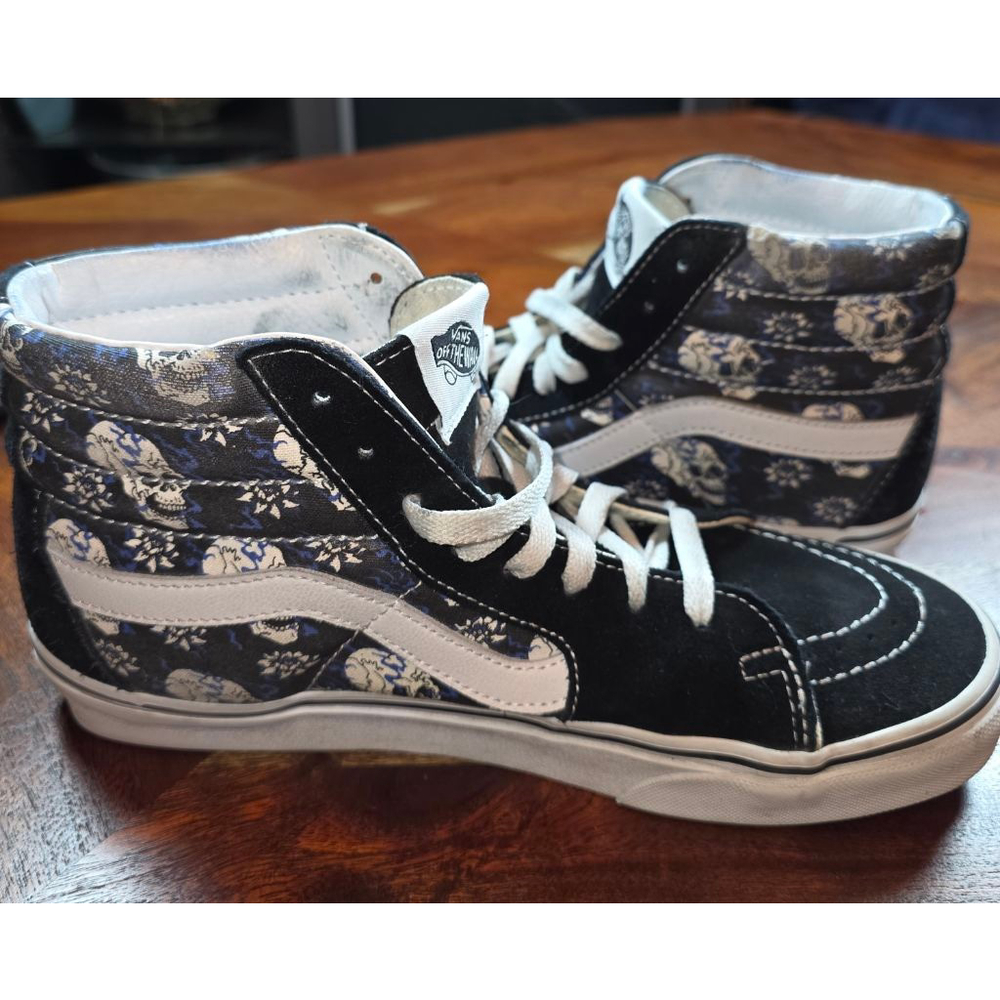 Men's‎ Vans Sk8-Hi Black White Blue Skull Floral Sneakers US 7.